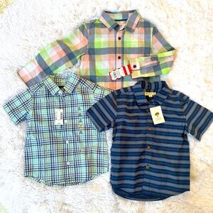 3 Plaid Button Down Shirts - Toddler Boy size 3-4 - various brands - NWT